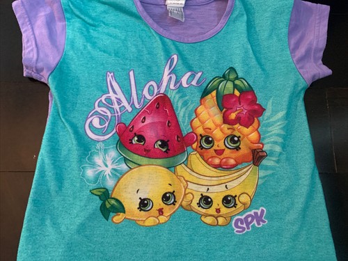 shopkins pajama Girl jammies aloha Shorts Top tropical size S purple teal - Picture 5 of 8