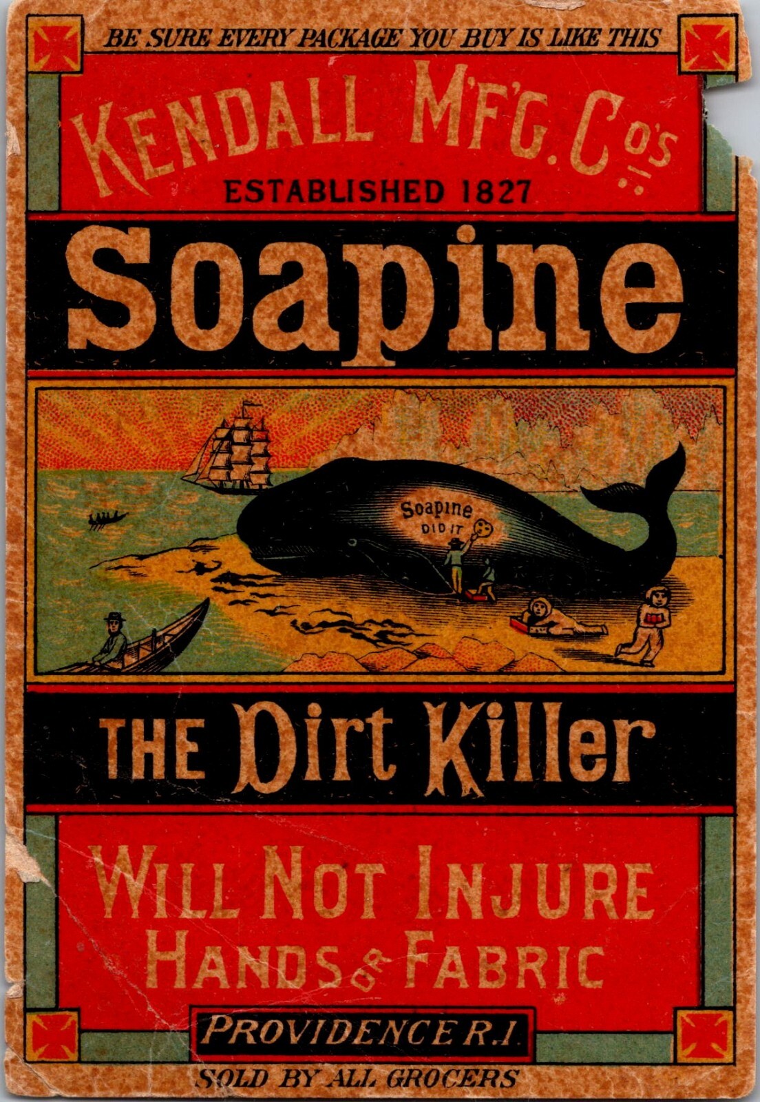 1880s Kendall Mfg. Co. Soapine German & English Beached Whale Sail Boat