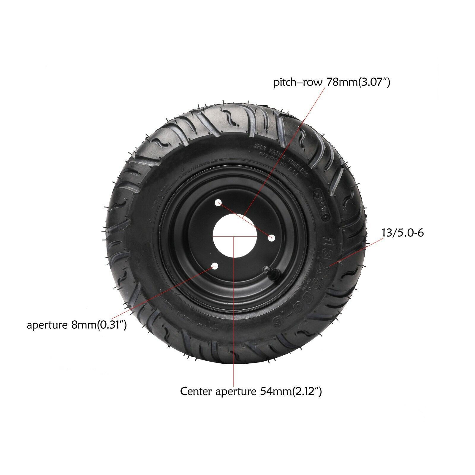 Set Of 4 Tire 13x5.00-6'' Wheel Rim for Go Kart Drift Scooter ATV Quad ...