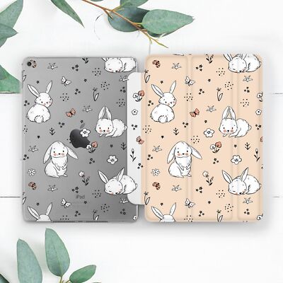 Cute Rabbit Flowers Floral Bunny Case For iPad 10.2 Pro 12.9 11 9.7 Air 4 5 Mini