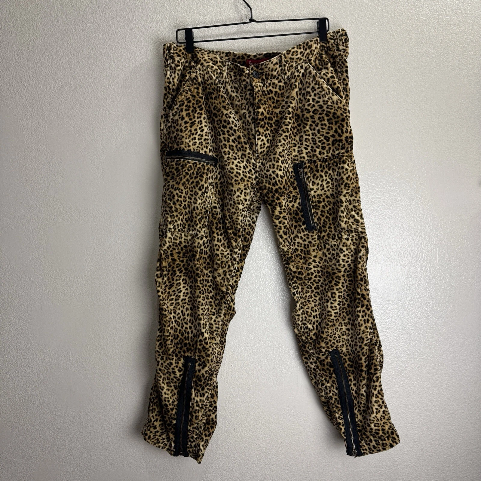 Pantalon velours vintage Supreme léopard MFG résistant taille 36