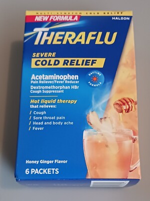 Theraflu Daytime Cold Relief Powder, Honey Ginger 11/25 SEALED NEW Free Shipping