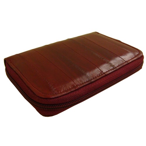 Genuine Eel Skin Leather Zipper Around Purse Wallet (medium-sized wallet) - Picture 33 of 47
