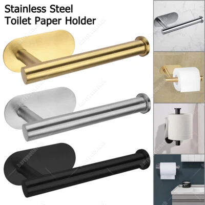 Stainless Steel Toilet Roll Paper Holder Strong Self Adhesive Stick Wall Mount