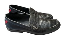 FootJoy Men Size 10.5 Black Leather Club Casuals Red Accents 79047