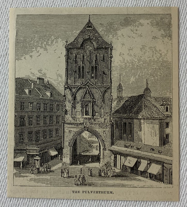 1878 magazine engraving ~ THE PULVERTHURM Prague
