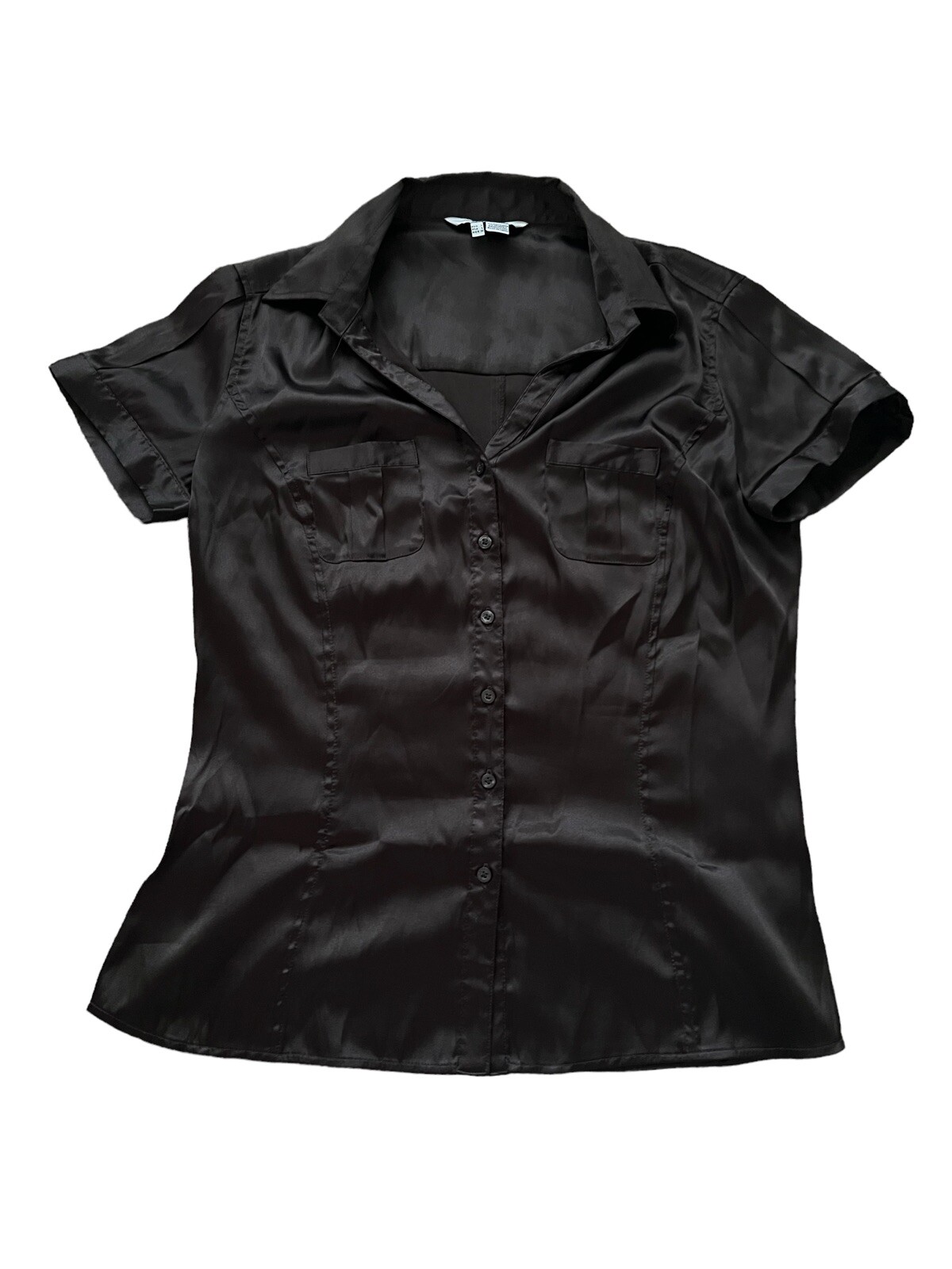 Zara Basic Women’s Size L Dark Brown Button Down … - image 1