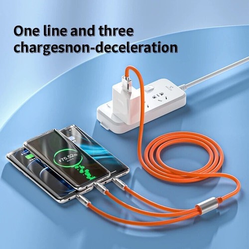 3 in 1 Heavy Duty Braided Long USB Fast Charger Cable Lead For iPhone Samsung - Picture 10 of 20