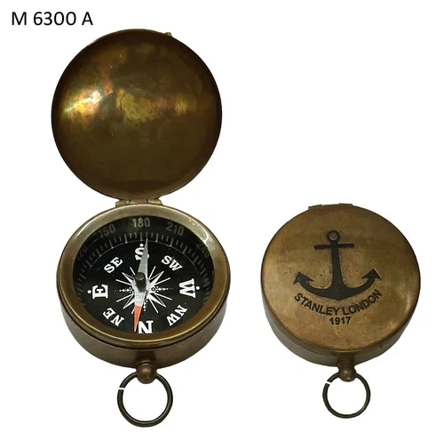 Nautical Brass Finish Compass With Lid Vintage Antique Mini Pocket Style Pendant
