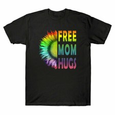 Pride LGBT Free Mom Hugs Rainbow Sunflower Funny Gift Tee Unisex T-Shirt Top