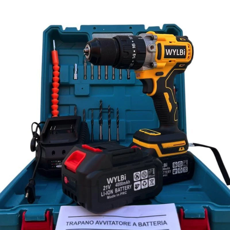 Trapano Avvitatore a Batteria Brushless Percussione 1500W 13mm Mandrino Metallo - Immagine 2 di 4