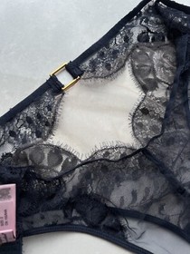 AGENT PROVOCATEUR Violetta Cutout Lace & Stretch-Tulle Briefs Midnight Blue NEW