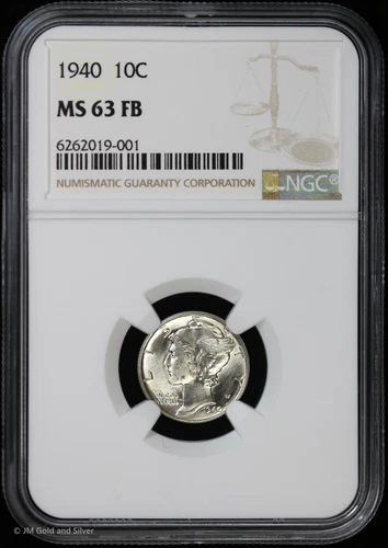 1940 10c Silver Mercury Dime NGC MS 63 FB | Uncirculated BU Full Bands