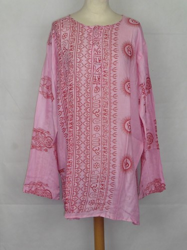 Hindu God Print Kurta Long Sleeve Shirt Ethnic Ganesh Krishna Natraj Om Shiva - Picture 9 of 48