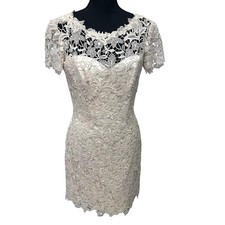 Modern Trousseau 100 Silk Custom Full Lace Wedding Dress Size Small