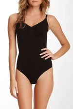 ControlBody Black Shaping Camisole Cami Bodysuit Firm Compression Brief Cut S/M