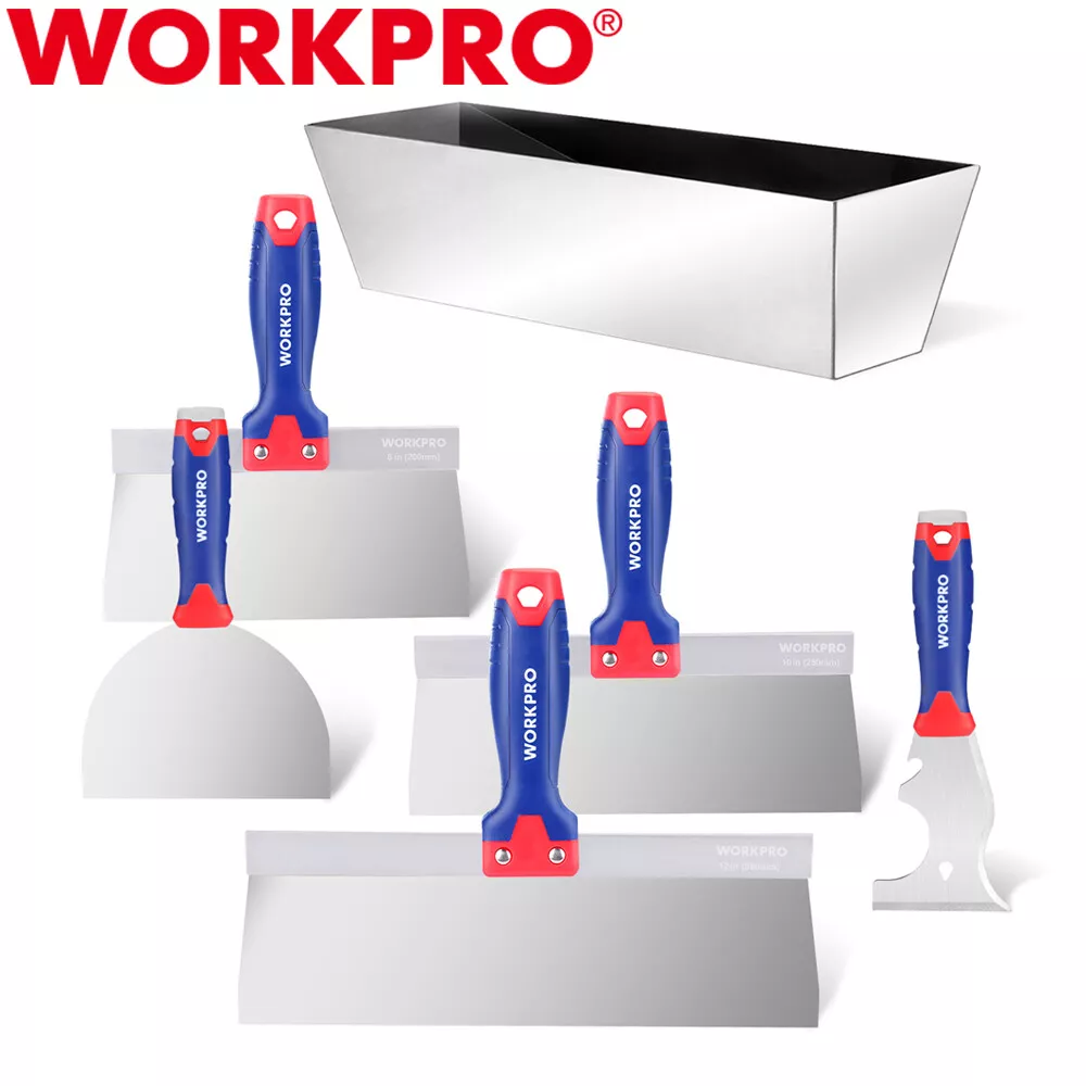 WORKPRO 6PC Drywall Tool Stainless Steel Taping Knife Putty Knife 8 in 1 Scraper