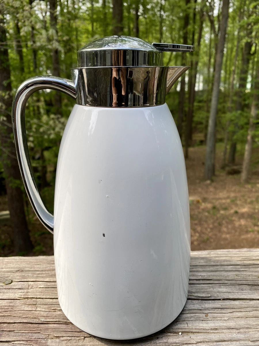 OGGI Linea Insulated Coffee Pot Carafe w/ Push Button Lid White in