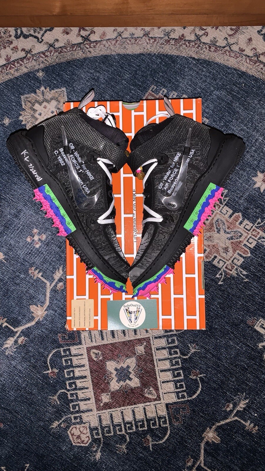 OFF WHITE X NIKE Nuovissime Taglia 9 CAMPIONE 2022 Off White x Nike Air Force 1 Mid Black