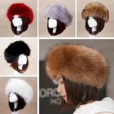 Women's Winter Warm Russian Fluffy Faux Fur Headband Hat Thick Ear Snow Ski Cap