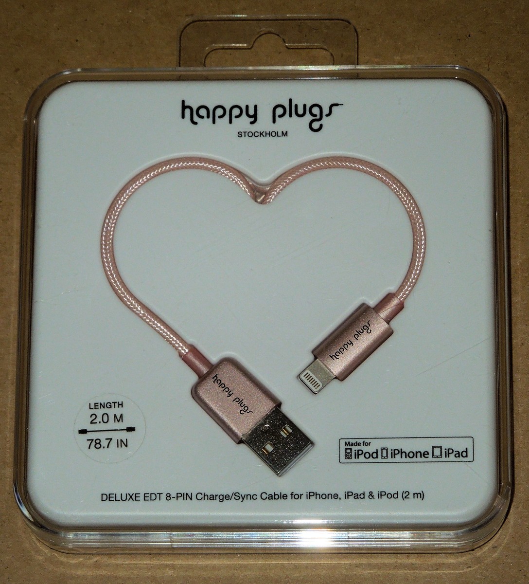 Happy Plugs 8-PIN Charge/Sync Cable for iPhone, iPad iPod (Pink