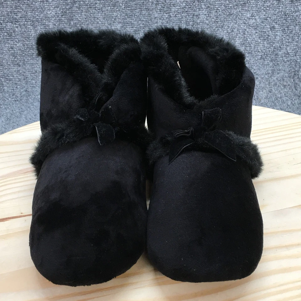 Zapatillas Isotoner Mujer 9.5-10.5 Invierno Negras Piel Sintética Forradas Cómodas Tobillo Top Foto 4 de 4