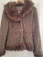 false fur brown  Jacket Size small 8