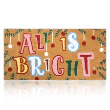 Christmas Door Mat Colorful Plush, Merry Bright Decor, Welcome Mat Indoor Out...