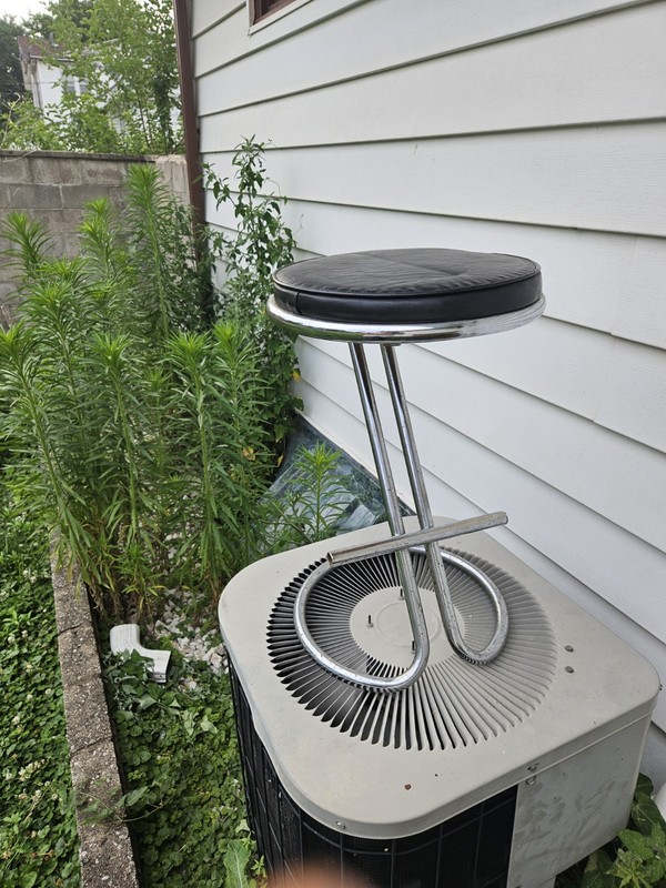 Troy Furniture Art Deco Chrome Metal Bar Stool Black Faux Leather Seat Footrest