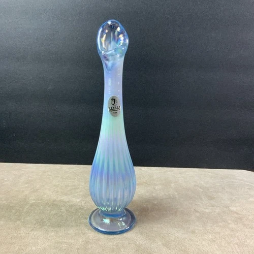Fenton Art Glass Blue Pearlescent? Bud Vase