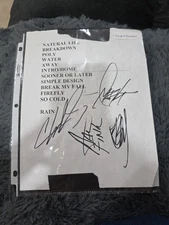 Signed Auto Breaking Benjamin Band Set List Beckett BAS COA Paper Stock