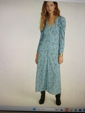 JCrew blue Paisley, flower, drapery, puff sleeve dress