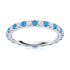 925 Sterling Silver Round Swiss Blue Topaz Full Eternity Band Ring For Women