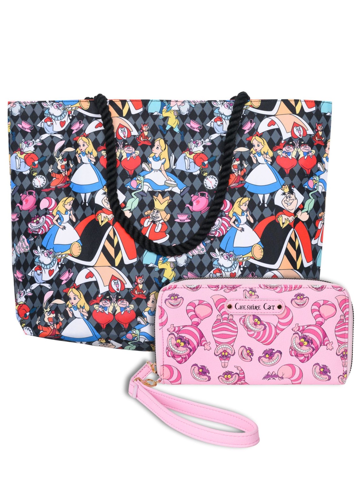 Women's Disney Alice In Wonderland Tote Bag and Cheshire Cat Wallet Gift Set