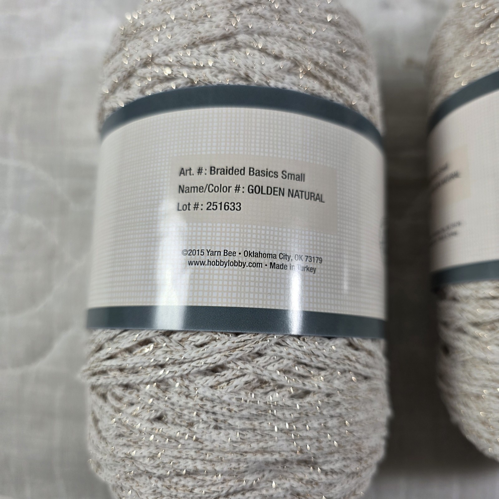 Bee Left Yarn Bee Braided Basics Small Golden Natural Skein Lot of 3 Metallic ...