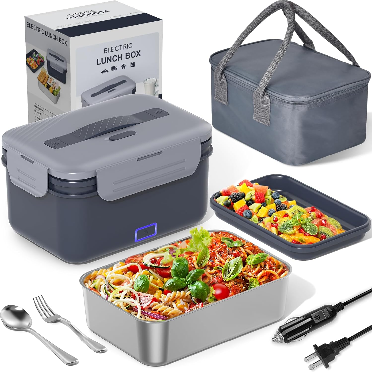 Upgraded 3-in-1 Portable Electric Lunch Box Food Warmer 100W Leakproof Heater