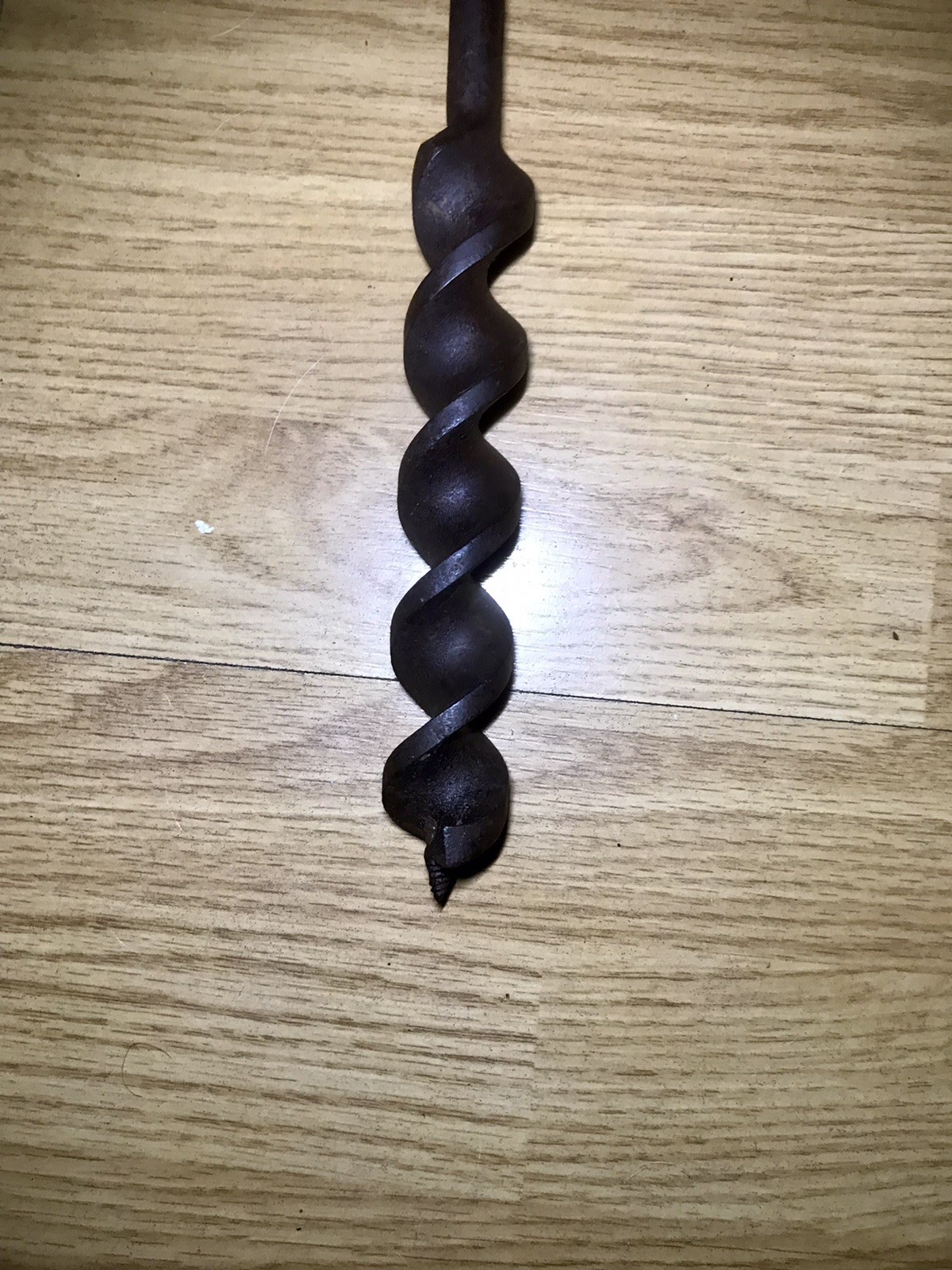 2 Antique Wood T Handle Auger Drill Vintage Farmhouse Barn Tool Cabin Decor Art