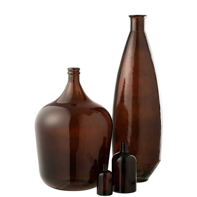 Grand vase ovale en verre marron ambré 27x81cm pour herbe de pampa et fleurs