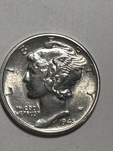 1945 D BEAUTIFULL  A/U  Mercury Dime FULL STAFF N319