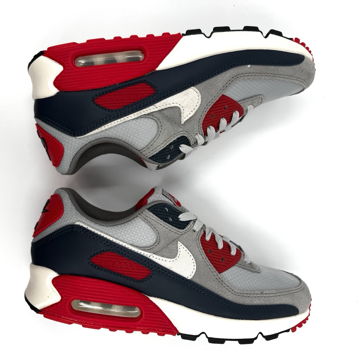 Nike Air Max 90 Grey Navy Red Light Smoke Grey Phantom Mens