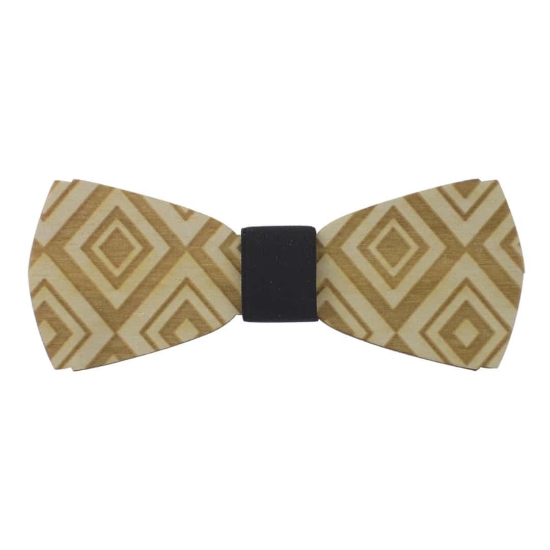 Wooden Engraved Diamond Bow Tie The Bars | Decorated Diamond Bow Tie