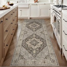  2x6 Washable Runner Rug for Hallways, Non Slip Vintage Runner, Soft Low Pile 