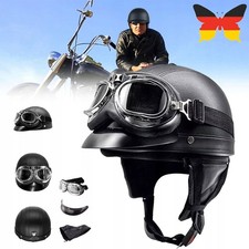 RETRO HELM HALBSCHALE + BRILLE MOTRORRADHELM OSTALGIE OLDTIMER MOPED HELM DE