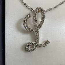 Large Rhinestone Encrusted Letter L Necklace with Gift Box Great Bling