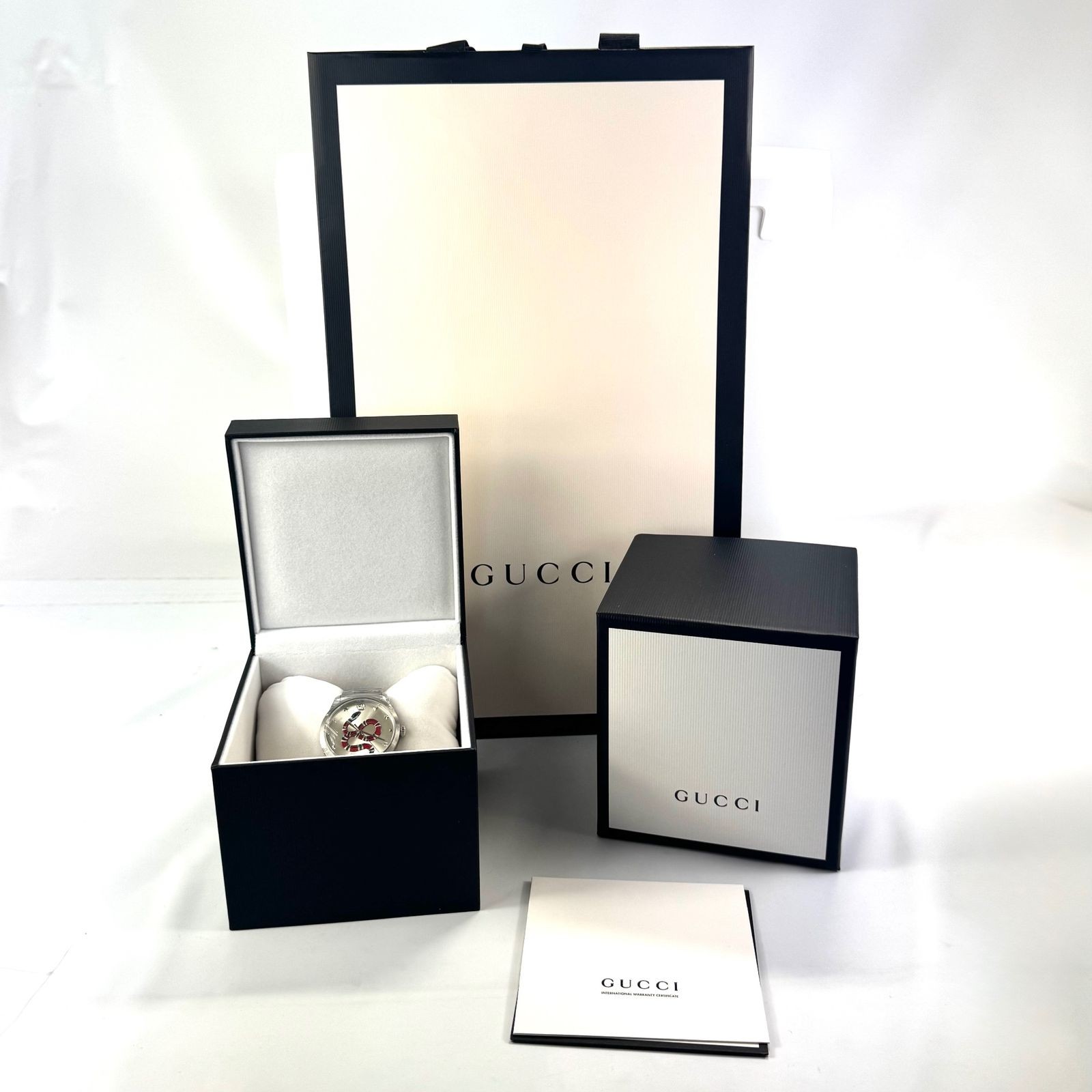Gucci G-Timeless Snake Motif Quartz Unused Watch Unisex Silver From Japan thumbnail 10