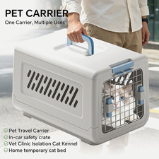 Plastic Pet Travel Carrier Hard Sided Dog Cat Transporter Cage Animal Crate