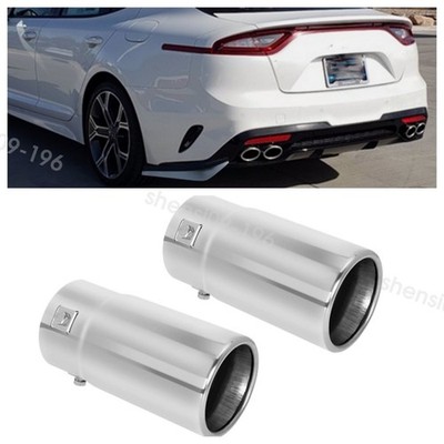 2X For Kia Stinger Exhaust Pipe Tip Rear Tail Throat Muffler Chrome US STOCK