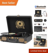 Portable Vinyl Record Player with Bluetooth and MP3 Recording - Vintage Charm