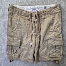 Abercrombie Fitch Shorts Mens Actual 31 Tan Cargo Paratrooper Button Fly 90s
