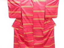 7695638: JAPANESE KIMONO / ANTIQUE ENSEMBLE KIMONO / SILK / OSHIMA TSUMUGI / WOV